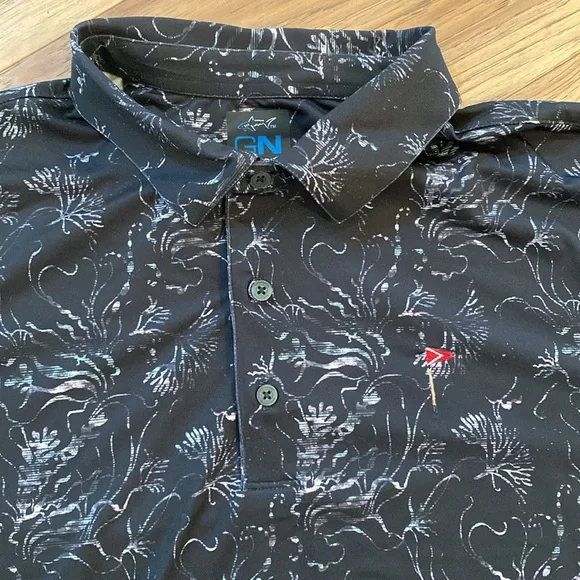 Greg Norman Golf Mens Black Floral Polo Shirt - Picture 2 of 5